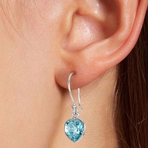 Blue Topaz Heart Drop Earrings